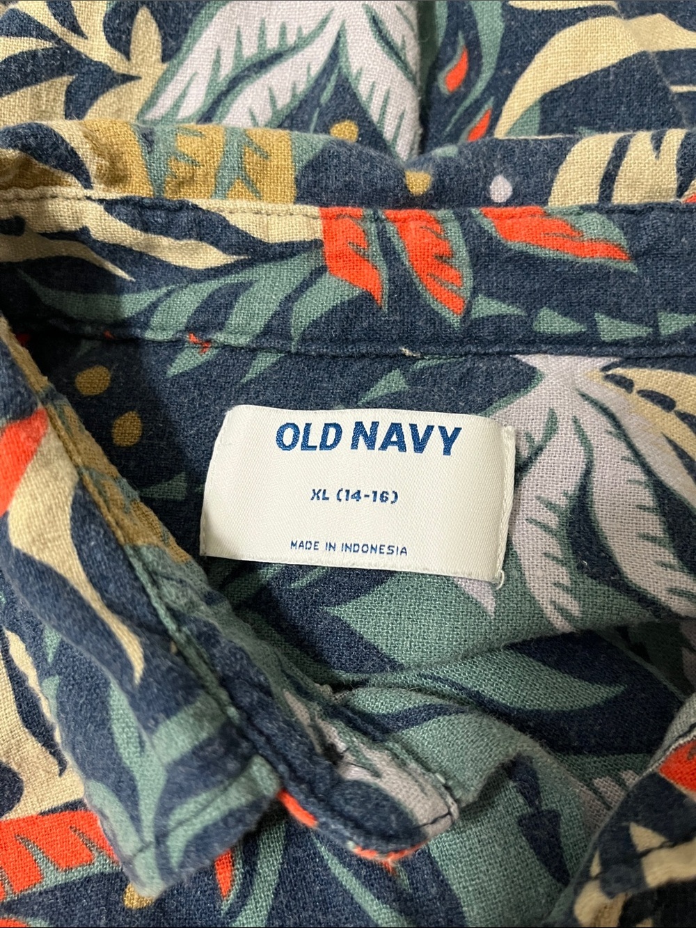 Old Navy Short Sleeve Tropical Linen Blend Pocket Shirt Sz XL - Picture 4 of 6